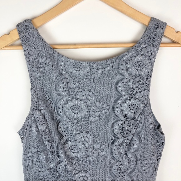 NWT Speechless Sleeveless Blue Silver Lace Skater Dress - Picture 7 of 12